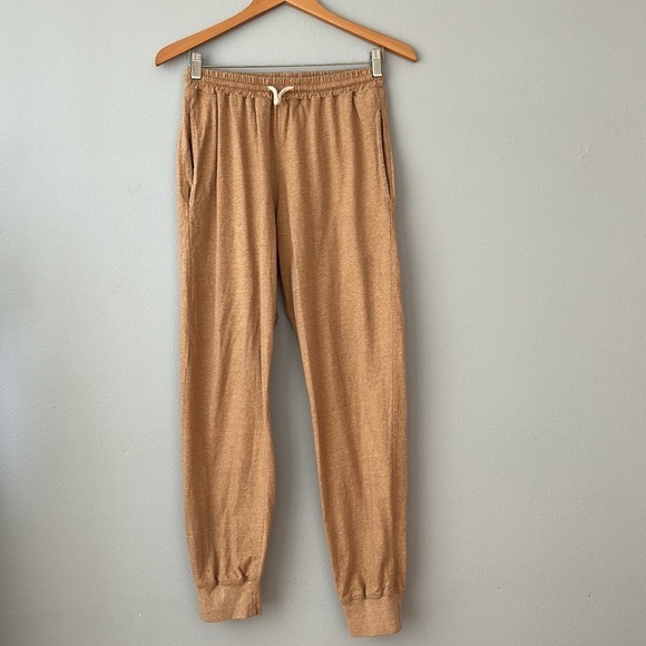 Harvest & Mill Pants - Harvest & Mill • Organic Cotton Jersey Jogger Lounge Pants Brown Tan Size Medium